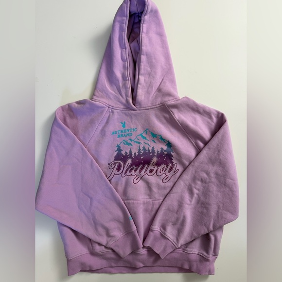 PLAYBOY Tops - Playboy Lavender Hoodie with Forest Design